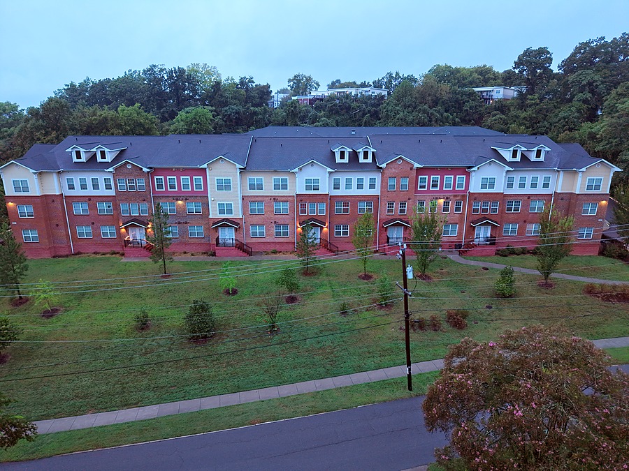 Aerial photo of an apartment community